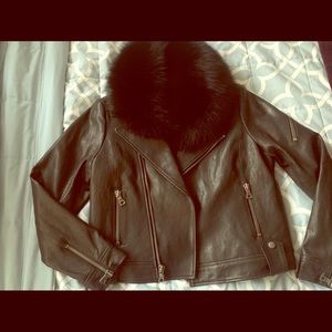 Black Leather Jacket From Alice and Olivia